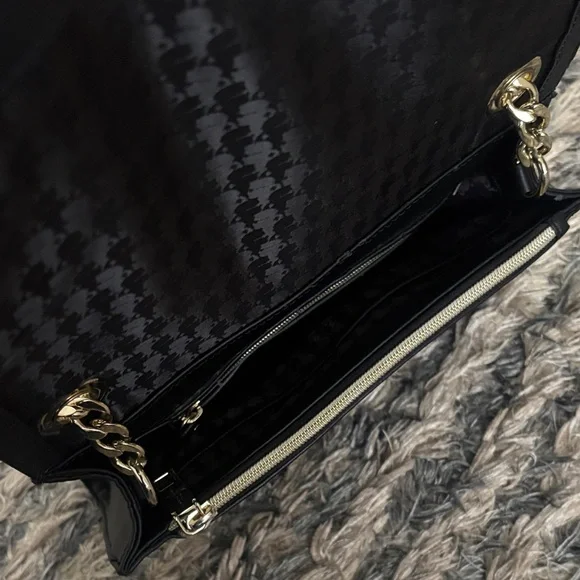 Karl Lagerfeld Luxury Black Floral Shoulder Bag with Gold Hardware - Picture 10 of 14